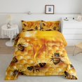 thumbnail image 1 of Erosebridal Funny Bee Bedding Queen Comforter Set, Gold Honey Down Comforter, Geometric Room Decor, 3 Pieces, 1 of 7