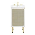 thumbnail image 1 of Pemberly Row 18" Wood & Rattan Bathroom Vanity with Adjustable Shelf in White, 1 of 16