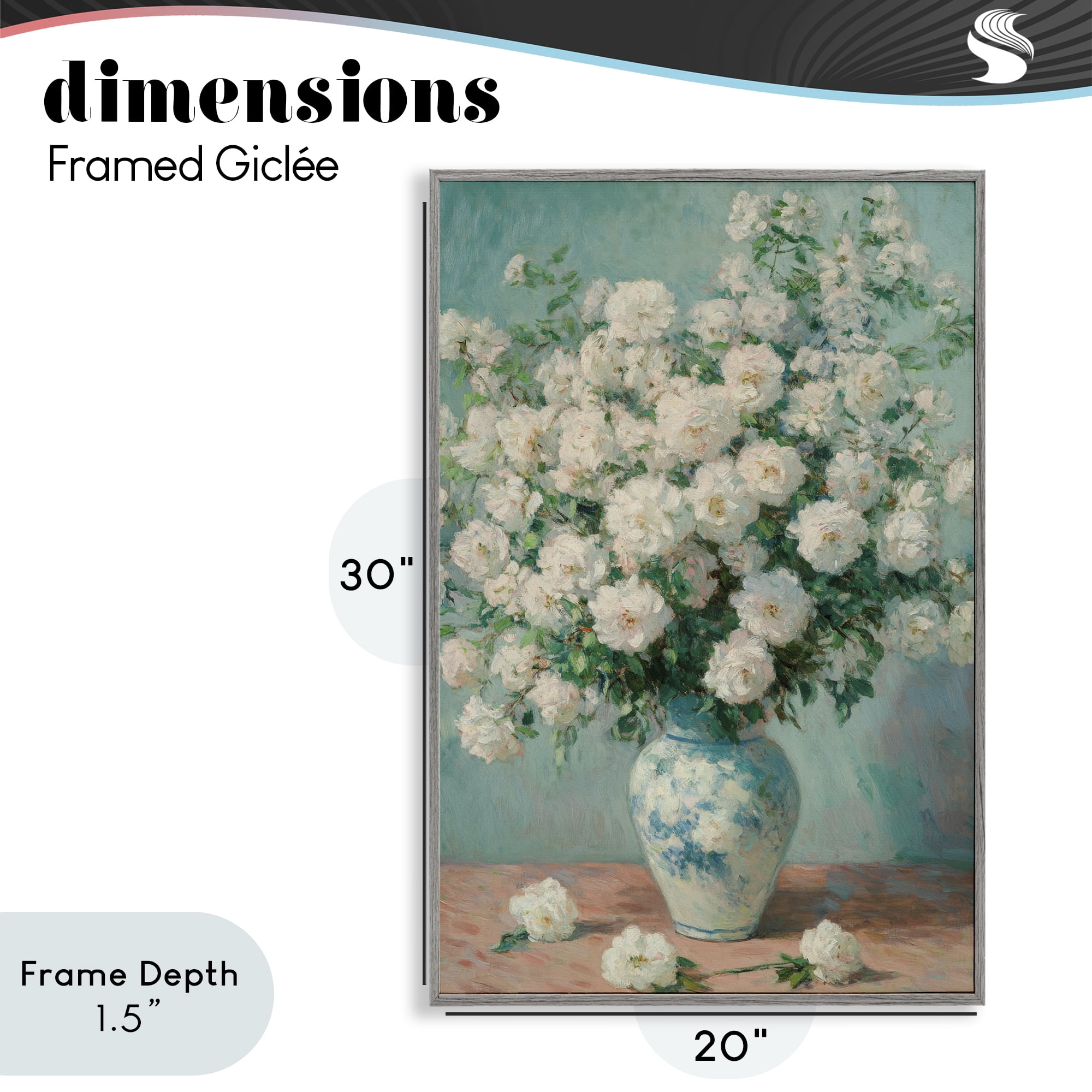 Stupell Industries Lush Bouquet of White Roses Gray Framed Giclee Art, design by Petal Prints Design