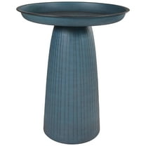 Sunnydaze Gleeful Garden Freestanding Metal Outdoor Bird Bath, UV-Resistant Matte Blue