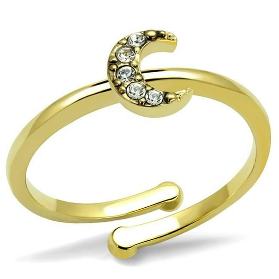 Women Flash Gold Brass Ring with Top Grade Crystal in Clear - Size 8