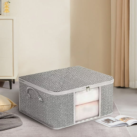 AZXY Storage Containers for Clothes,Blanket Storage Bags,Closet Organizer Bins,Foldable Large Blanket Container for Living Room with Lids Handle Clearance