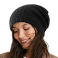 thumbnail image 2 of Fall Long Sleeve Beanie Hats for Unisex Black Headwear Womens Winter Hat Warm Chunky Cable Knit Soft Stretch Thick Cute Knitted Cap Cold Weather, 2 of 5