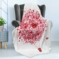 thumbnail image 4 of Love Soft Flannel Fleece Blanket, Love is in the Air Valentines Day Celebration Themed Heart Filled Air Balloon, Cozy Plush for Indoor and Outdoor Use, 60" x 80", Pale Pink Vermilion, by Ambesonne, 4 of 5