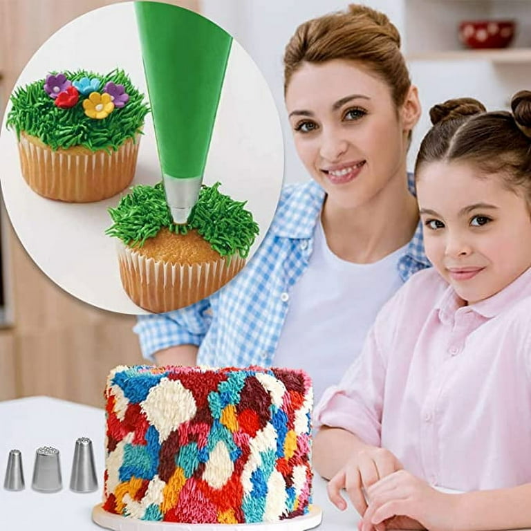 3pcs Grass Icing Nozzles Set,Stainless Steel Pastry Tools,Cake - Main Image