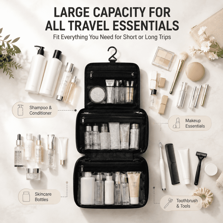 NIUTA Hanging Toiletry Bag, 3-Tier Organizer with Hook photo 5