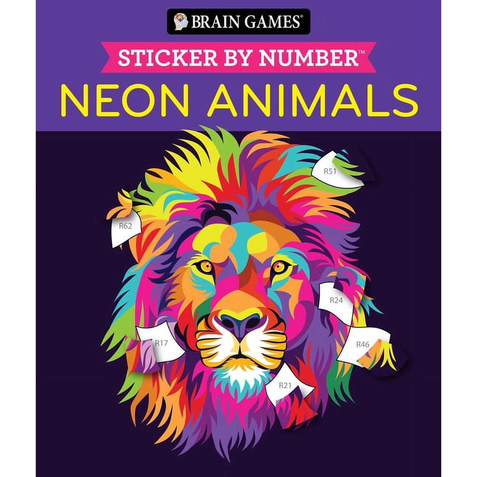 Brain Games Sticker by Number: Neon Animals (Paperback)
