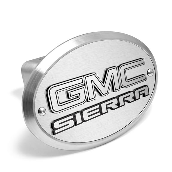 GMC Sierra 3D Logo on Brushed Oval Billet Aluminum 2 inch Tow Hitch Cover