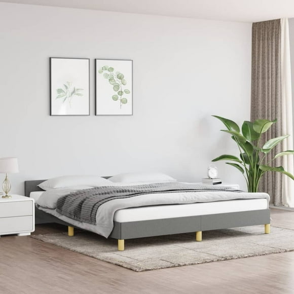 vidaXL Bed Frame with Headboard Dark Grey 193x203cm King Fabric