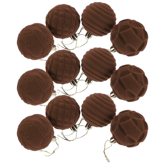 HAMPPLIES Round Velvet Christmas Tree Ornaments 12Pcs 2.4In