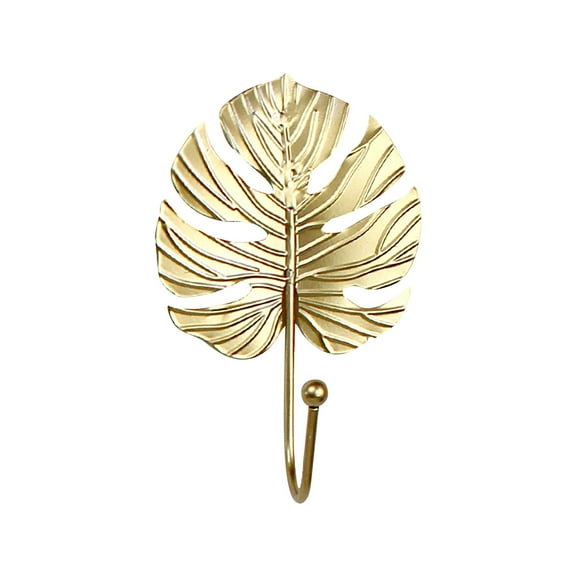 Decorative Leaf Metal Over-the-Door Hook - No-Drill Space Saving Hanger for Towels, Coats, Keys ,Rustic Farmhouse Decor Fits Standard Doors in Kitchen, Bedroom, Closet Gold