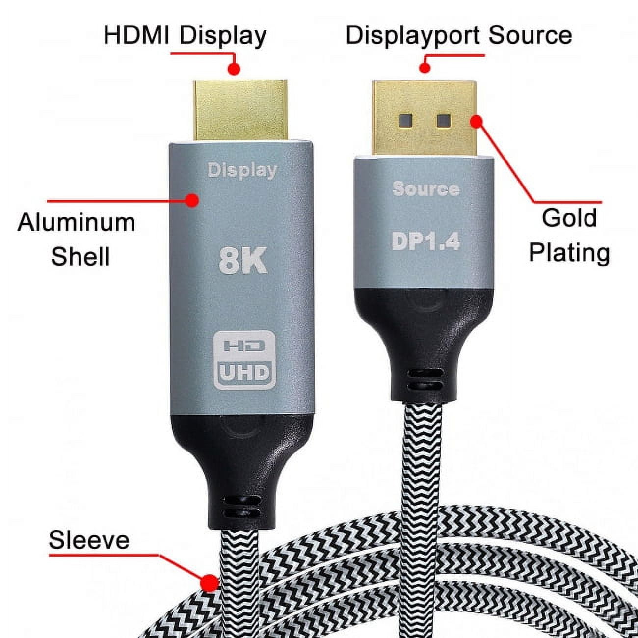 Chenyang CY DisplayPort 1.4 Source to HDMI 2.0 Display 8K UHD 4K DP to HDMI Male Monitor Cable Connector 1.8m 6ft Cable