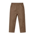 thumbnail image 5 of Boys School Uniform Pants Pull-On Loose Fit Lightweight Workwear Flat Front Elastic Waist Straight Trousers with Pockets Brown 9-10 Years, 5 of 9