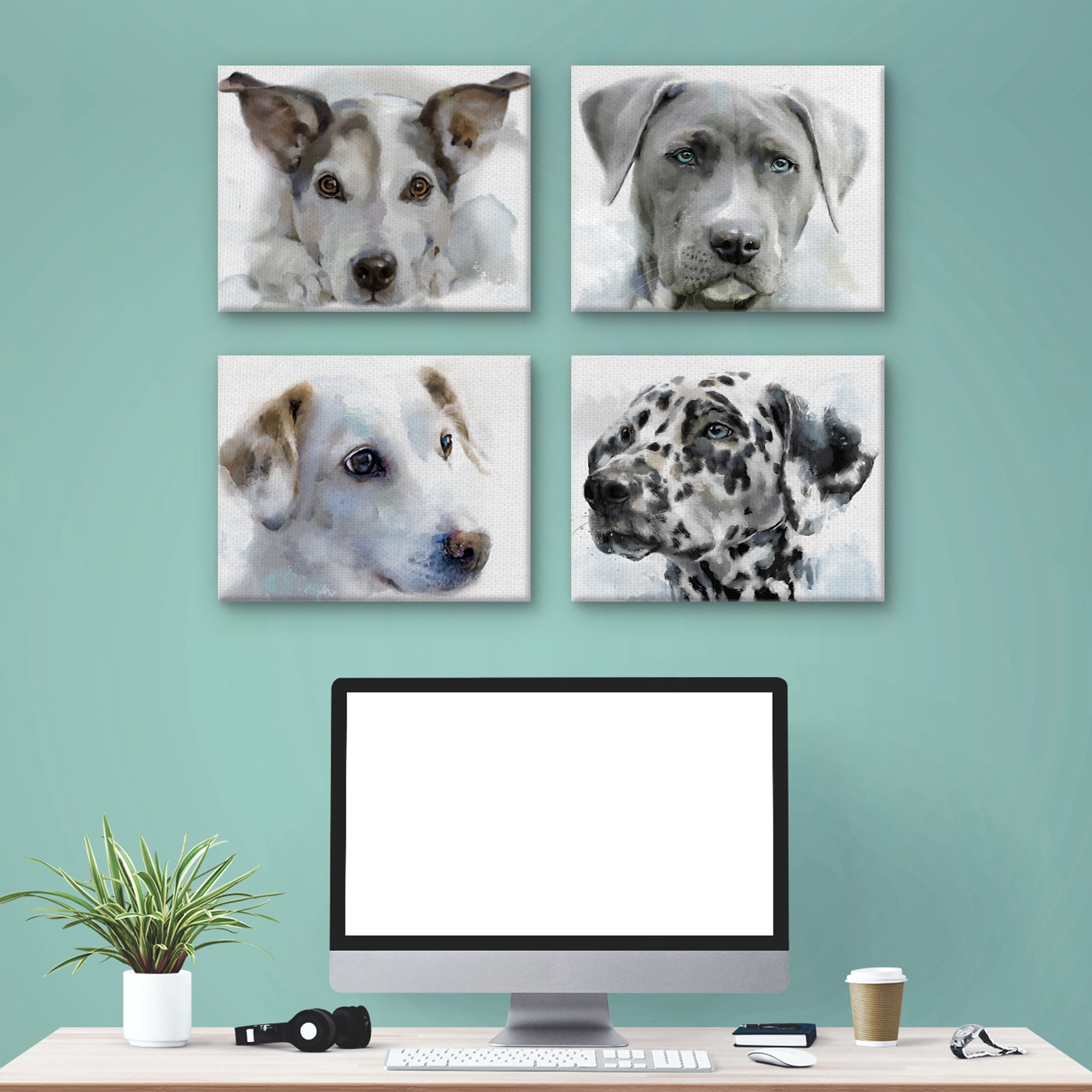 Masterpiece Art Gallery Gallery Hound Dogs I- IV by Studio Arts Canvas Art Print Set of 4 (11" x 14")