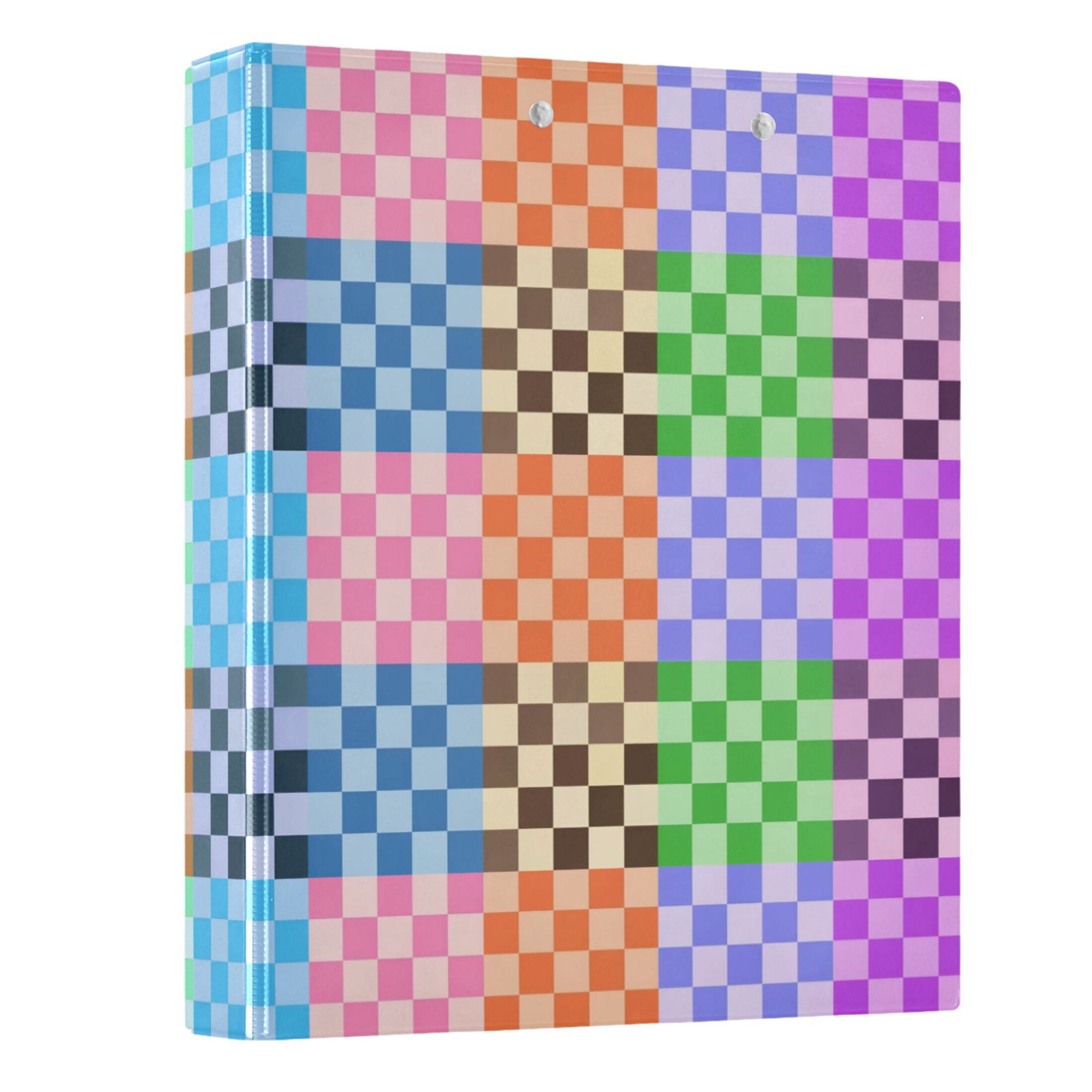 ALAZA Multicolor Checkered-a5 Hardcover 3 Ring Binder 1.5" Round Rings Interior Pockets Binders Organizer 1 Pack