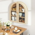 thumbnail image 3 of Wirrytor Arched Wall Cabinet with Glass Door, Hanging Bathroom Shelf, Medicine Wall Mounted Cupboard, Farmhouse Over the Toilet Cabinet, Natural, 3 of 8