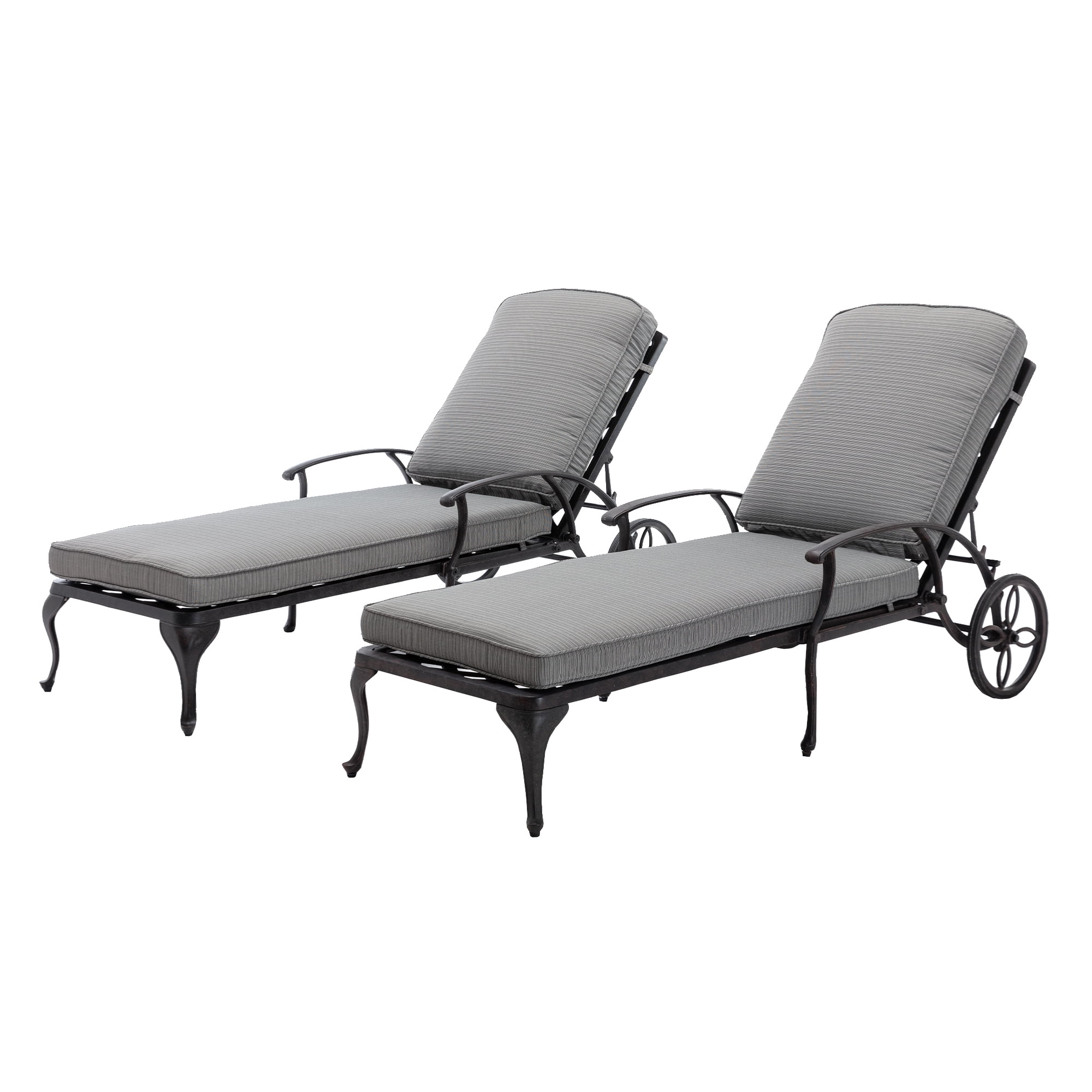 HOMEFUN Chaise Lounge Outdoor Chair with Grey Cushions, Aluminum Pool