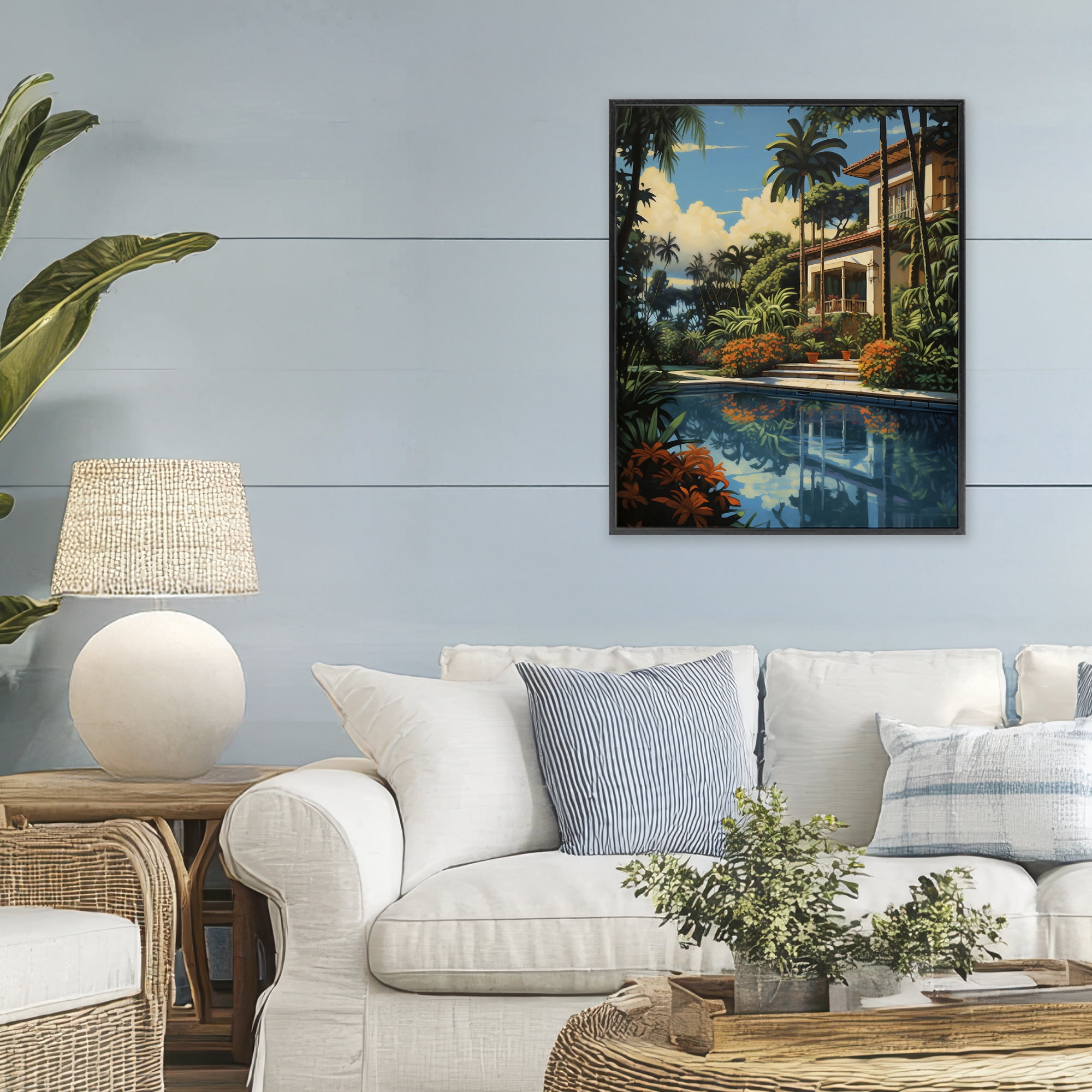 Stupell Industries Tropical Tranquility Villa Black Framed Giclee Art, design by Creative Studio