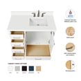 thumbnail image 3 of ARIEL Cambridge 43 Inch White Bathroom Vanity with Single Sink, Solid Wood, White Quartz Countertop, 1.5-Inch Edge, Right Rectangular Undermount Sink, 2 Soft Closing Doors, 5 Drawers, 3 of 10