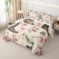 thumbnail image 3 of Erosebridal Vintage Cowboy Boots Bed Spread Queen, Pink Floral Blossom Queen Coverlet Set, 3-Piece 1 Quilt and 2 Pillowcases, 3 of 7