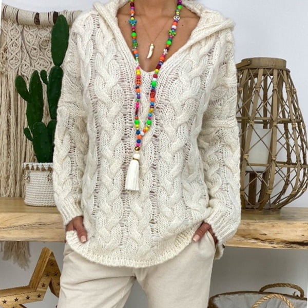sweater knit hoodie women's