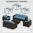 thumbnail image 6 of Outsunny Cushioned Patio Furniture Set, Storage Coffee Table, Blue, 6 of 9