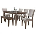 thumbnail image 1 of Bowery Hill Transitional 6-Pc Solid Wood Dining Room Set in Antique Natural Oak, 1 of 3