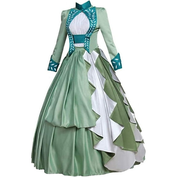 Women's Mina Harker green dress Lady's Steampunk Victorian Gothic Bustle Gown Dress