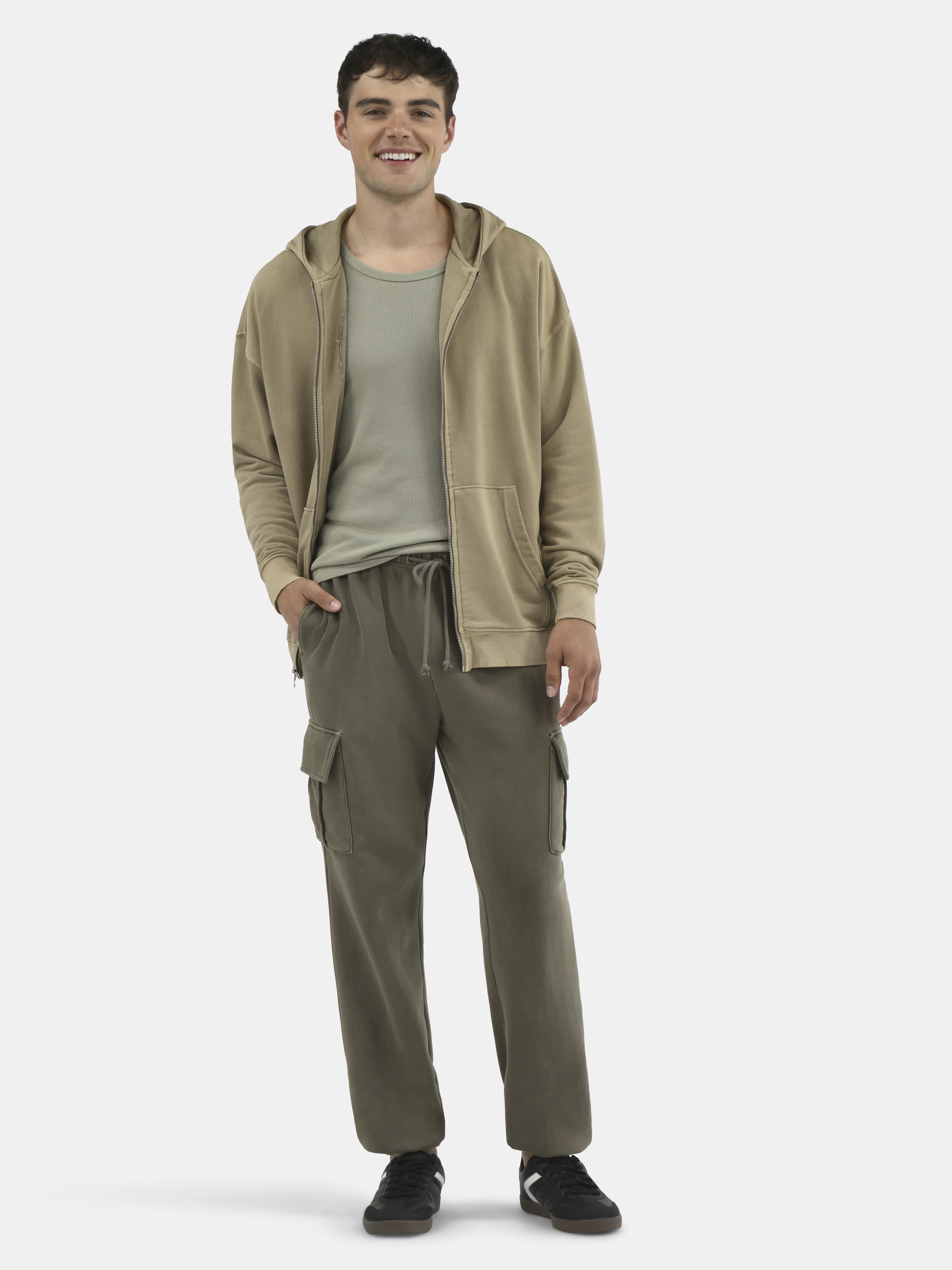 No Boundaries Men's & Big Men's Cargo Jogger Fleece Sweatpants, Sizes XS-5XL