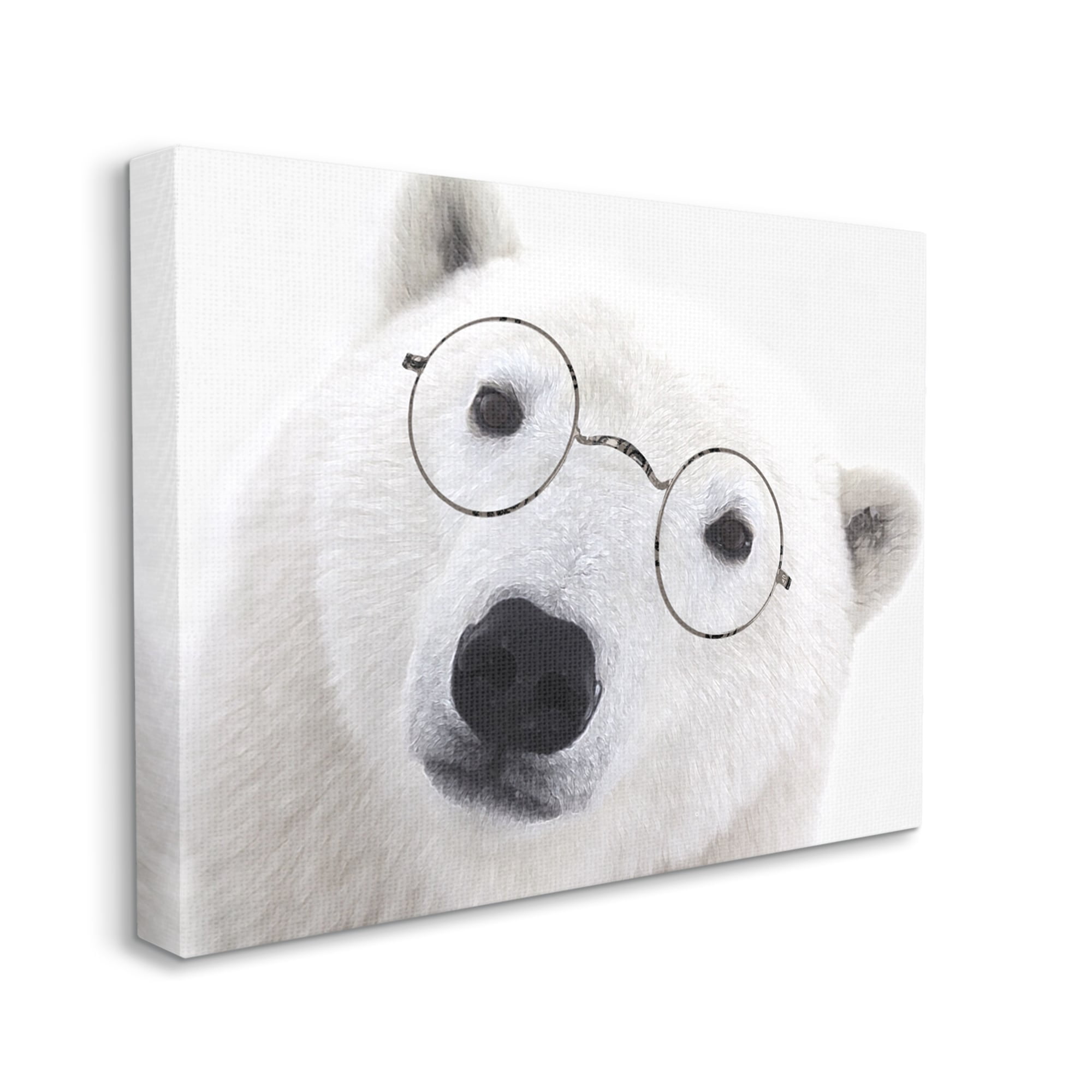 Stupell White Polar Bear Glasses Animal Animals & Insects Painting Gallery Wrapped Canvas Print Wall Art