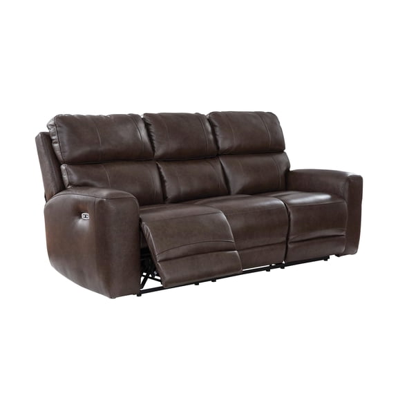 Bowery Hill Modern / Contemporary Leather Brown Power Reclining Sofa