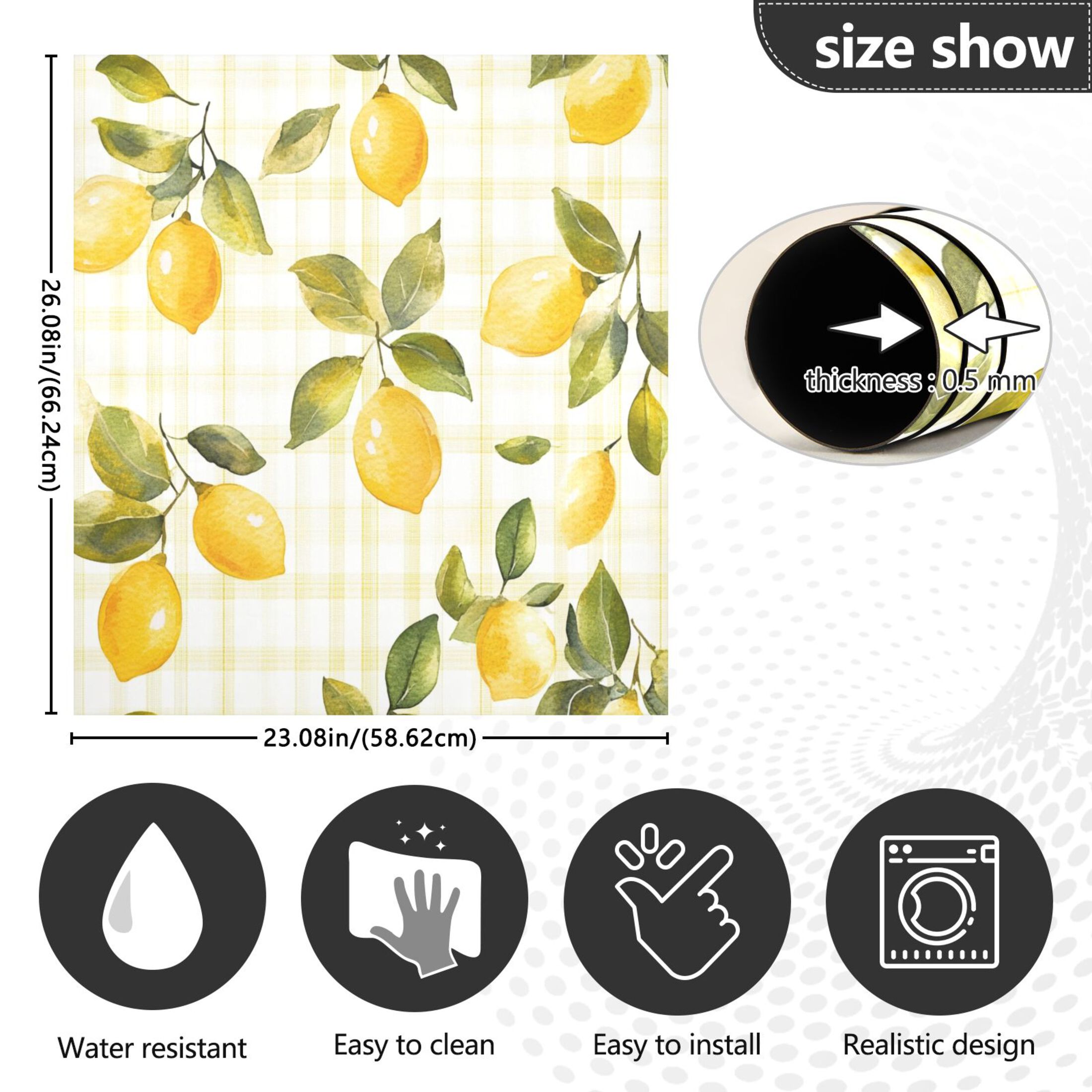 Dishwasher Magnetic Sticker 23x26 Inch Refrigerator Magnetic Sticker Washing Machine Magnetic Sticker Kitchen Panel Magnetic Sticker Home Decor Pretty Cartoon Lemon