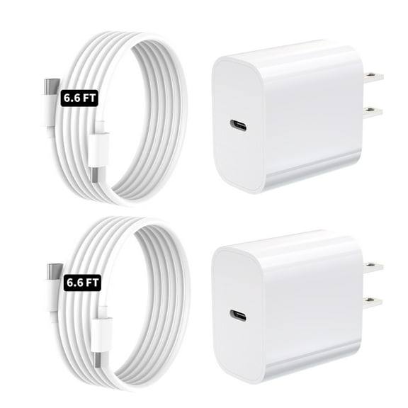 TOPADRE for iPhone 20W Fast Charger 2-Pack with 6.6Ft USB-C to USB-C Cable, PD Wall Adapter, Compatible with iPhone 15/16