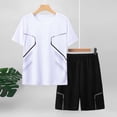 thumbnail image 2 of Boys Summer Athletic 2 Piece Outfits Performance CrewNeck Short Sleeve and Casual Active Short Kids Clothing Set White Size 14-15 Years, 2 of 7