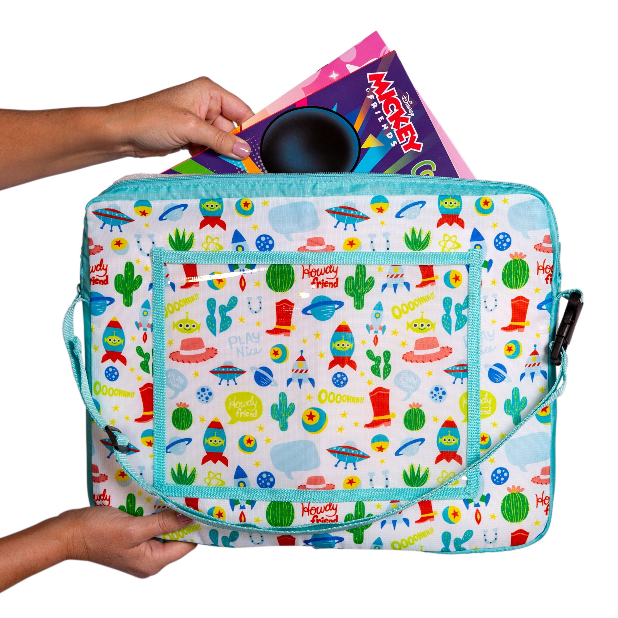 Disney Baby by J.L. Childress 3-IN-1 Kids Travel Tray & Tablet Holder - Car Seat Lap Tray Desk for Toddlers, Road Trip Essentials - Toy Story