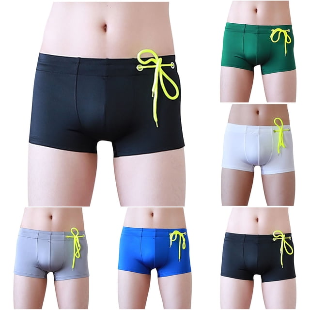 UVEASISHA Mens Slim Fit Swim Trunks 2025 Fashion Elastic Waist Swim Brief Square Leg Board Shorts with Side Drawstring Today's Sales Blue M
