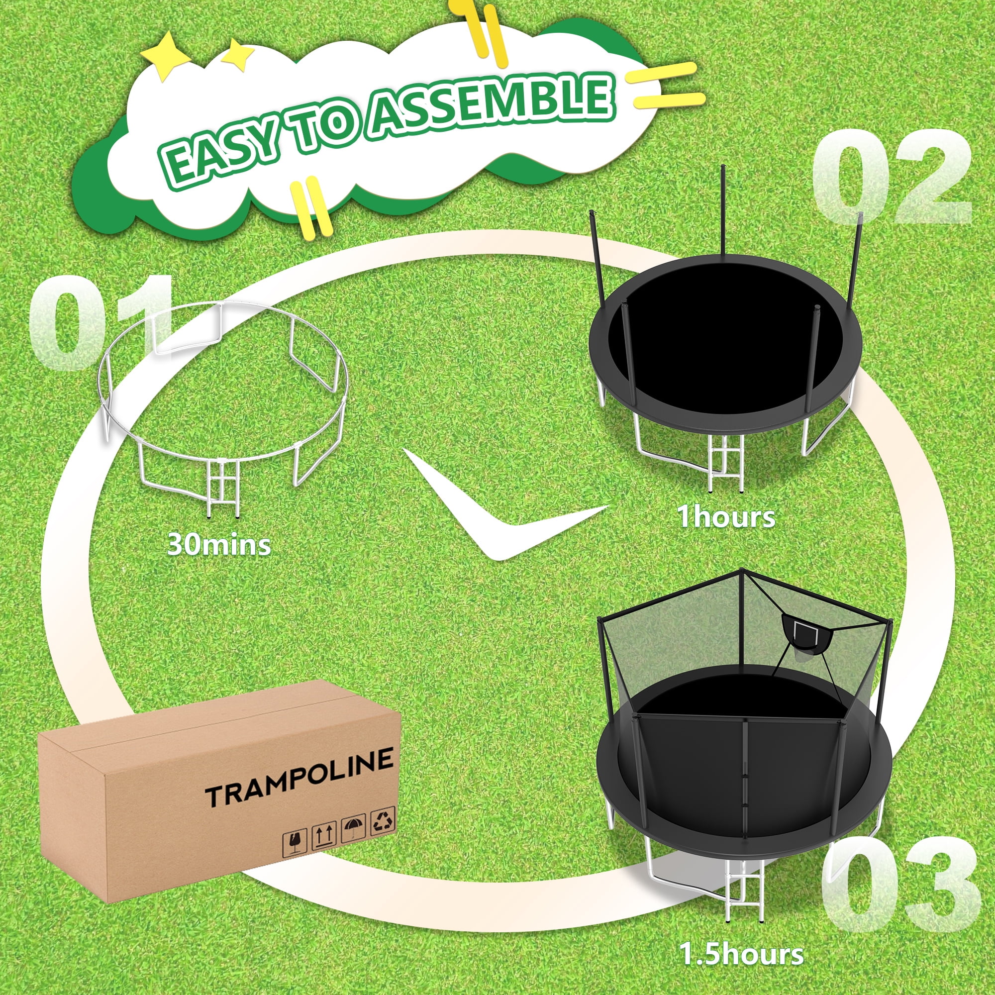 LHX Trampoline with Basketball Hoop 14FT 1400LBS Outdoor Trampolines for Kids Adults Backyard Heavy Duty Round Trampoline with Safety Enclosure Net, Lights, Sprinklers, Socks, No Gap Design
