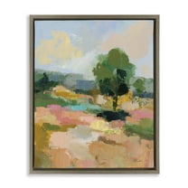 Stupell Industries Lone Tree Abstraction Landscape Painting Brown Floater Framed Art Print Wall Art, 25 x 31