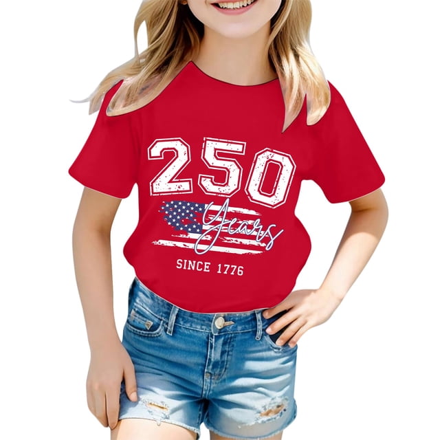 T-shirts pour Filles Col Rond T-Shirt à Manches Courtes pour Garçons Hauts de Baseball Vêtements pour Filles