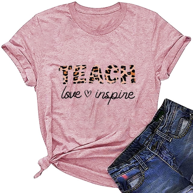 CEHVOM T-Shirts Décontractés à Manches Courtes Imprimés de Lettres pour Femmes