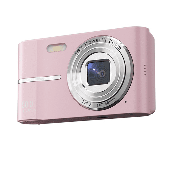 Cámara Digital Retro de 2,4 Pulgadas 4K HD Pequeña Cámara CMOS Portátil Mini Cámara Grabadora de Vídeo con Zoom de 50MP 16 X Rosa