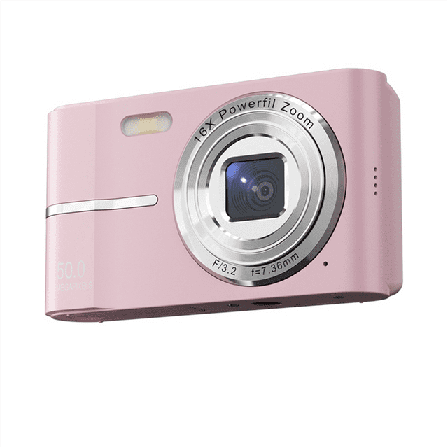 Cámara Digital Retro de 2,4 Pulgadas 4K HD Pequeña Cámara CMOS Portátil Mini Cámara Grabadora de Vídeo con Zoom de 50MP 16 X Rosa