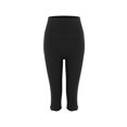 thumbnail image 5 of Women's High Waist Side Slit Capri Leggings, Butt Lifting Tight Fit Yoga Pants with Slimming Effect, Stretchy Workout Crop Tights for Running Fitness Gym Daily Wear Black S, 5 of 5