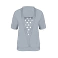 thumbnail image 5 of Two-Piece Look T-Shirt for Women Short Sleeve Crewneck Polka Dot Patchwork Faux Cardigan Style Loose Fit Casual Soft Graphic Daily Lightweight Top, 5 of 5