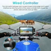Carpuride Motorcycle HD Dual 1080P Dash Cam, Wireless Apple CarPlay & Android Auto Wire Control, Horizontal Vertical Rotation 7 Touch Screen (712D)