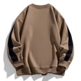 thumbnail image 6 of Zylanna Mens Color Block Sweatshirt, Casual Crewneck Long Sleeve Relaxed Fit Color Block Pullover Daily Street Tops for Men Brown, 6 of 9