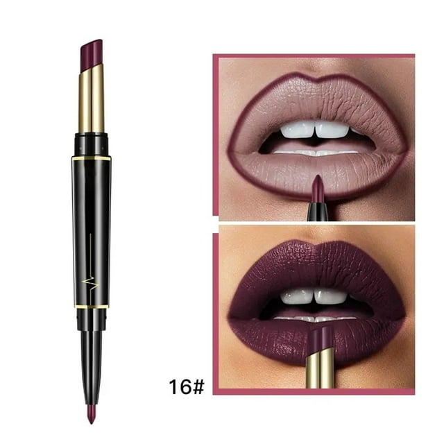 16 Color Lip Liner And Lipstick Double Ended Lip Pen Nude Makeup Tool Long Lasting Color Rendering Lip Cosmetics
