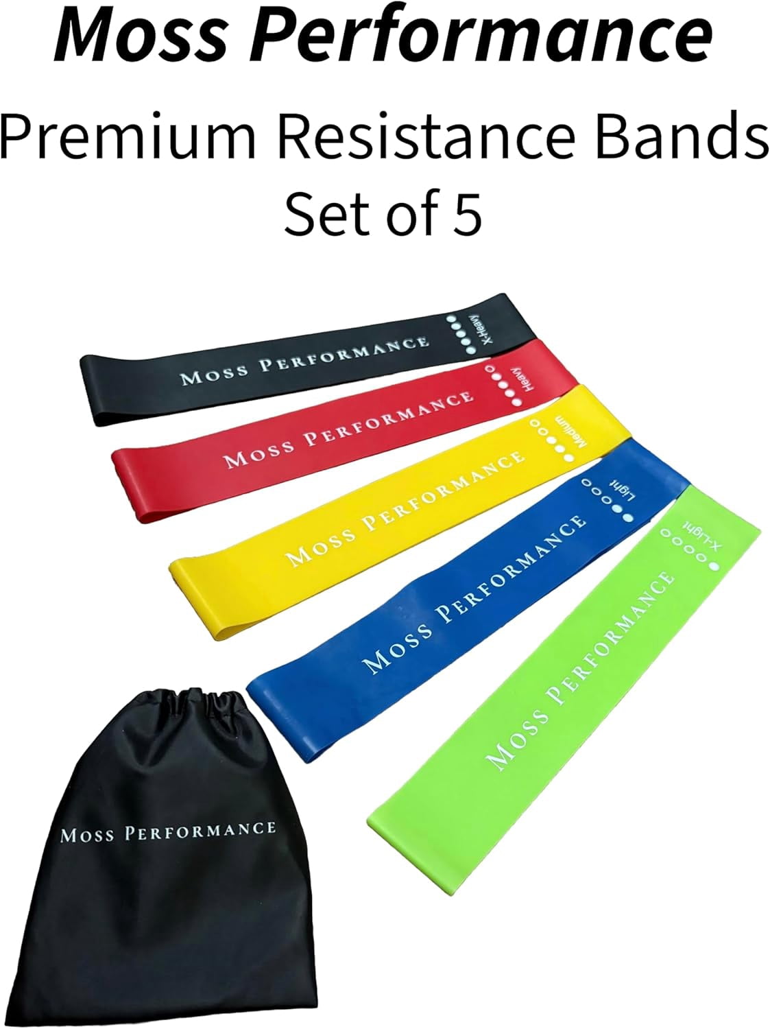 JJEAN-Premium Resistance Bands, for Physical Therapy, Strength Training, Pilates Exercise, Home Workouts, Strong Latex Rubber Loop Bands, Set of 5