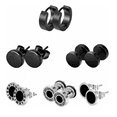 thumbnail image 2 of 12pares Aretes Hombre Mujer Pendientes De Acero Inoxidable NEGRO, 2 of 5