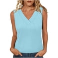 thumbnail image 2 of TAGOLD Womens V-Neck Camisoles Solid Color Ribbed Sleeveless Basic Layering Summer Tank Top, 2 of 5